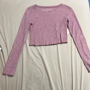 Aeropostale Pink Ribbed Long Sleeve Crop Top
